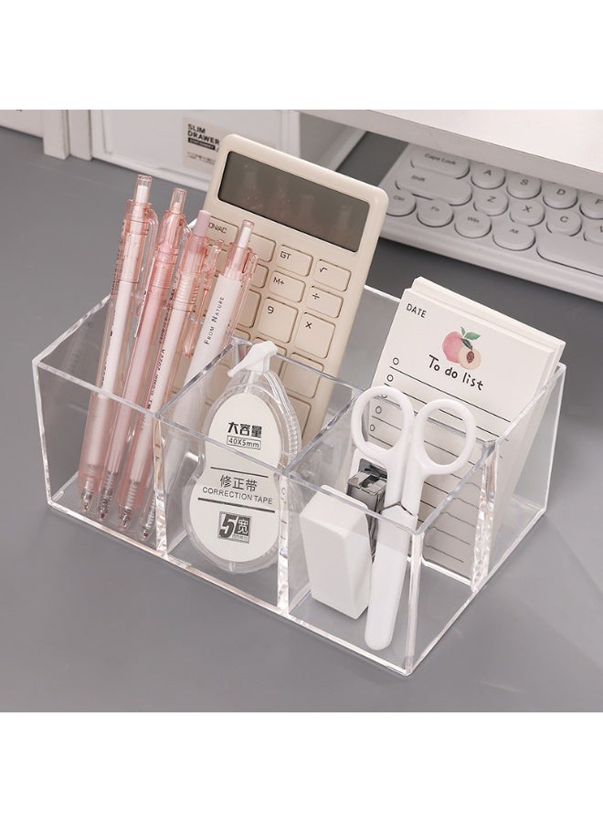 منظم مستحضرات تجميل، حامل أقلام، منظم مكتب، حامل فرش مكياج، وحدة تخزين أكريليك بأربعة فتحات، منظم كبير لفرش المكياج مناسب للحمام، طاولة الزينة، طاولة التزيين، مكتب العمل - Image 5